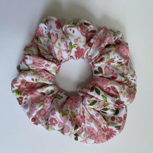 Pink Floral Scrunchie